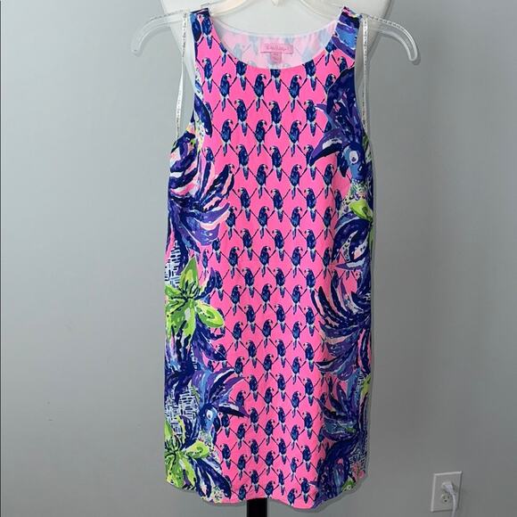 Lilly Pulitzer Sleeveless Parrots Jackie Silk Shift Dress Women's XXS - Picture 1 of 6
